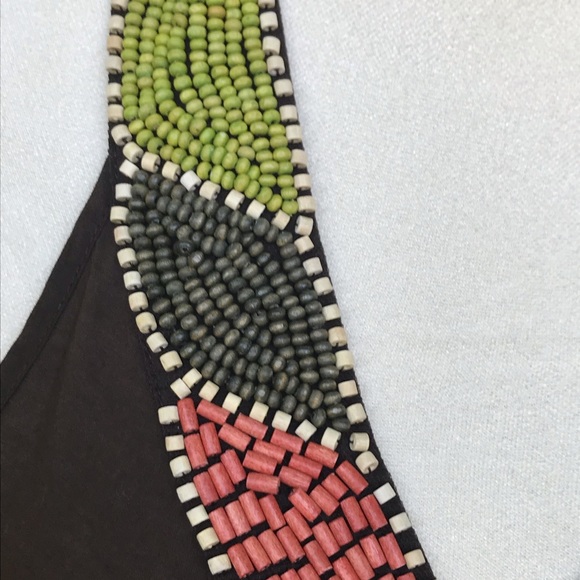 Apt. 9☀️Chocolate brown beaded halter tank - Picture 2 of 10